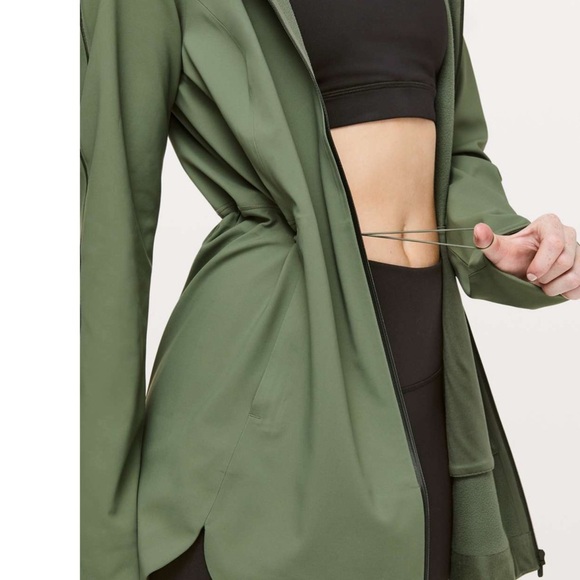 Lululemon Glyde Along Softshell Jacket Fleece Lined Green Twill Size 12 NWT - Picture 15 of 16
